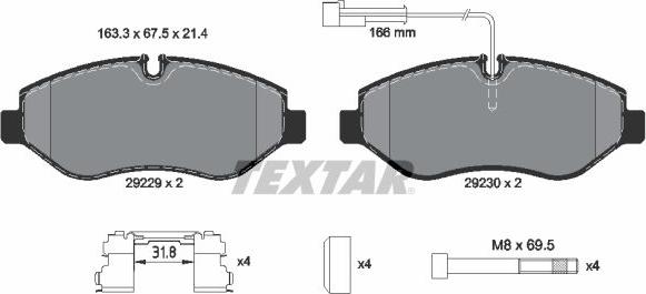 Textar 2922902 - Kit de plaquettes de frein, frein à disque cwaw.fr