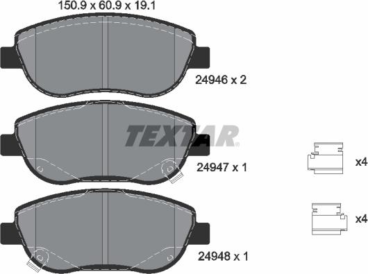 Textar 2494601 - Kit de plaquettes de frein, frein à disque cwaw.fr