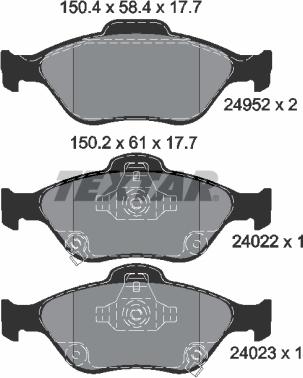 Textar 2495201 - Kit de plaquettes de frein, frein à disque cwaw.fr