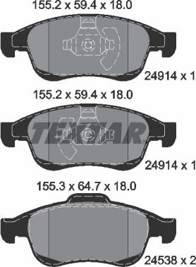 Textar 2491401 - Kit de plaquettes de frein, frein à disque cwaw.fr