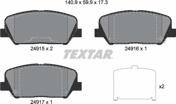 Textar 2491501 - Kit de plaquettes de frein, frein à disque cwaw.fr