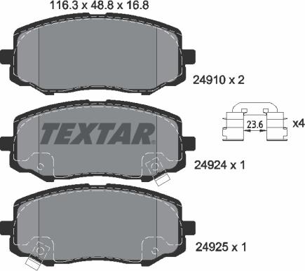 Textar 2491001 - Kit de plaquettes de frein, frein à disque cwaw.fr