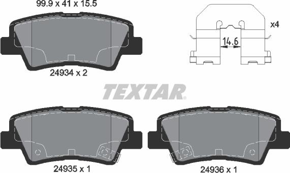 Textar 2493401 - Kit de plaquettes de frein, frein à disque cwaw.fr