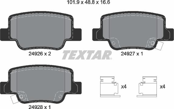 Textar 2492601 - Kit de plaquettes de frein, frein à disque cwaw.fr