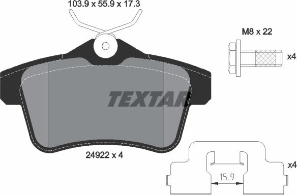 Textar 2492201 - Kit de plaquettes de frein, frein à disque cwaw.fr