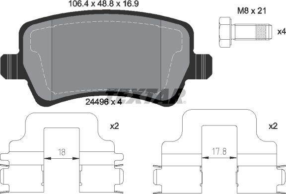 Textar 2449602 - Kit de plaquettes de frein, frein à disque cwaw.fr