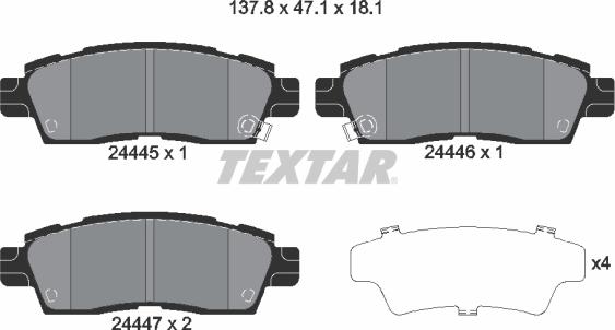 Textar 2444501 - Kit de plaquettes de frein, frein à disque cwaw.fr