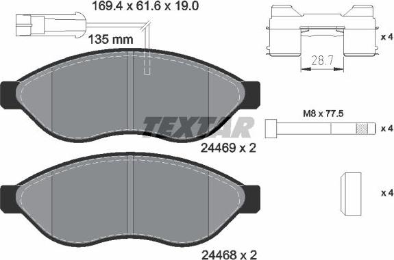 Textar 2446901 - Kit de plaquettes de frein, frein à disque cwaw.fr