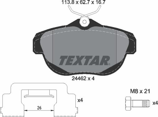 Textar 2446201 - Kit de plaquettes de frein, frein à disque cwaw.fr