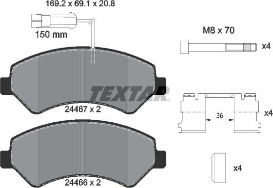 Textar 2446705 - Kit de plaquettes de frein, frein à disque cwaw.fr