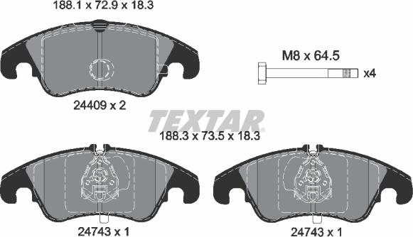 Textar 2440901 - Kit de plaquettes de frein, frein à disque cwaw.fr