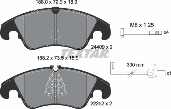 Textar 2440903 - Kit de plaquettes de frein, frein à disque cwaw.fr