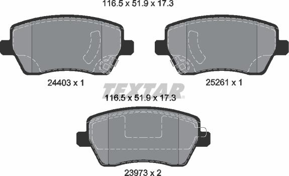 Textar 2440301 - Kit de plaquettes de frein, frein à disque cwaw.fr