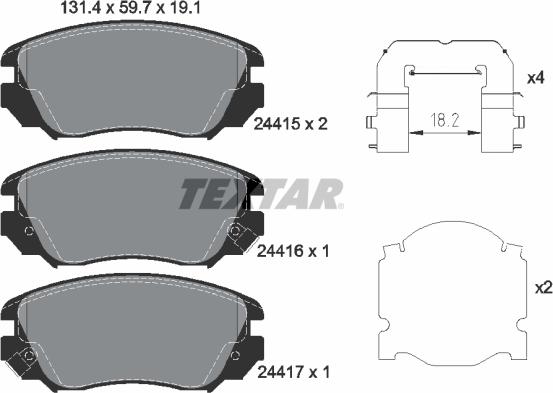 Textar 2441501 - Kit de plaquettes de frein, frein à disque cwaw.fr