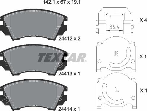 Textar 2441201 - Kit de plaquettes de frein, frein à disque cwaw.fr