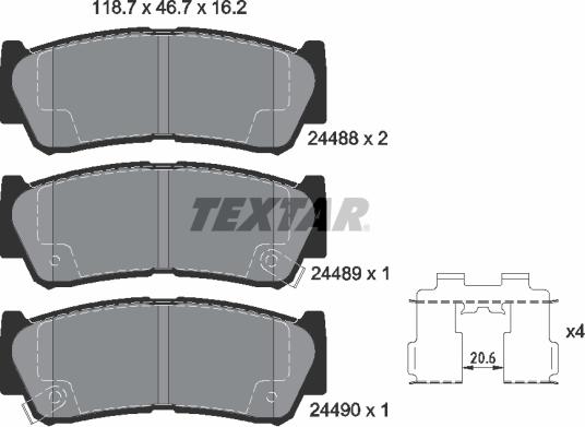 Textar 24 48 801 - Kit de plaquettes de frein, frein à disque cwaw.fr