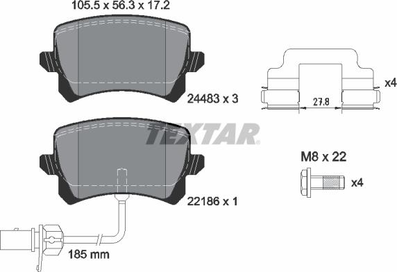 Textar 2448307 - Kit de plaquettes de frein, frein à disque cwaw.fr