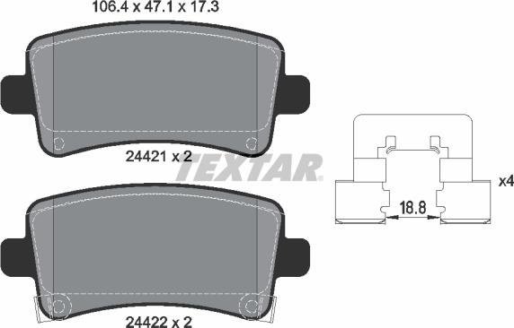 Textar 2442101 - Kit de plaquettes de frein, frein à disque cwaw.fr