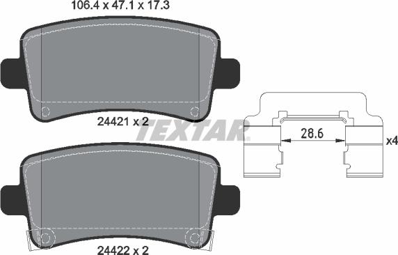 Textar 2442102 - Kit de plaquettes de frein, frein à disque cwaw.fr