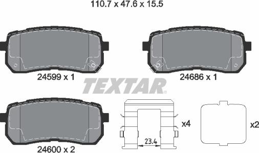 Textar 2459904 - Kit de plaquettes de frein, frein à disque cwaw.fr