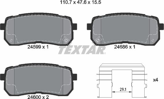 Textar 2459901 - Kit de plaquettes de frein, frein à disque cwaw.fr