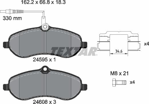 Textar 2459501 - Kit de plaquettes de frein, frein à disque cwaw.fr