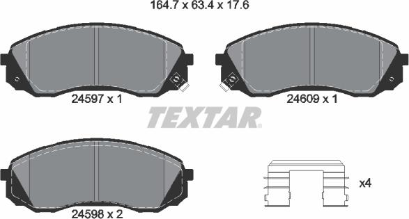 Textar 2459701 - Kit de plaquettes de frein, frein à disque cwaw.fr