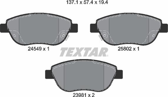 Textar 2454901 - Kit de plaquettes de frein, frein à disque cwaw.fr