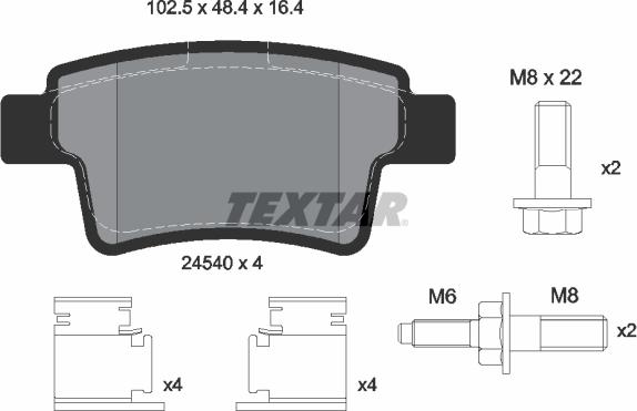 Textar 2454001 - Kit de plaquettes de frein, frein à disque cwaw.fr