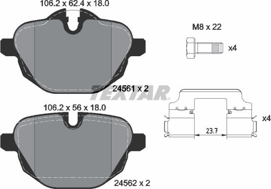 Textar 2456101 - Kit de plaquettes de frein, frein à disque cwaw.fr