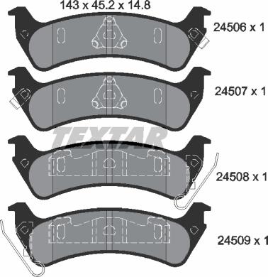 Textar 2450601 - Kit de plaquettes de frein, frein à disque cwaw.fr