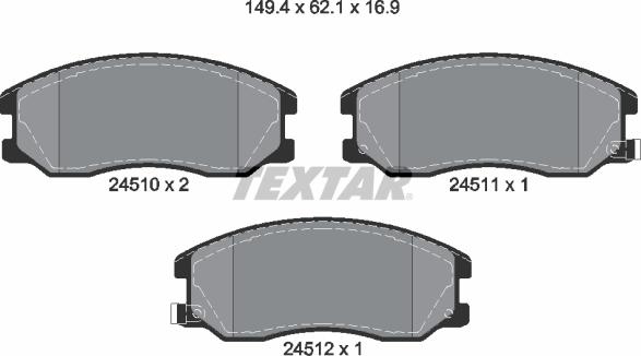 Textar 2451001 - Kit de plaquettes de frein, frein à disque cwaw.fr