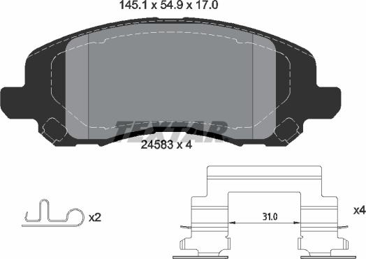 Textar 2458301 - Kit de plaquettes de frein, frein à disque cwaw.fr