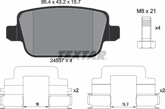 Textar 2453703 - Kit de plaquettes de frein, frein à disque cwaw.fr