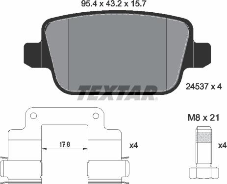 Textar 2453702 - Kit de plaquettes de frein, frein à disque cwaw.fr