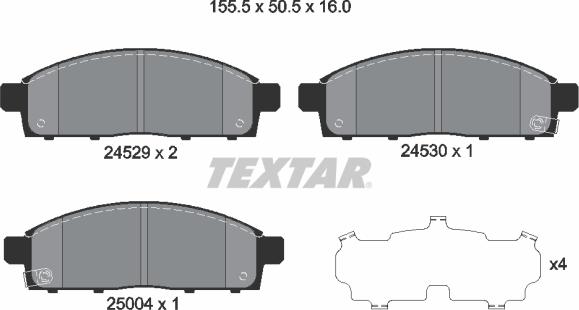 Textar 2452901 - Kit de plaquettes de frein, frein à disque cwaw.fr