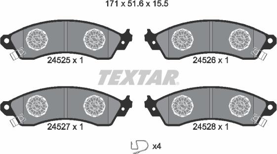 Textar 2452501 - Kit de plaquettes de frein, frein à disque cwaw.fr