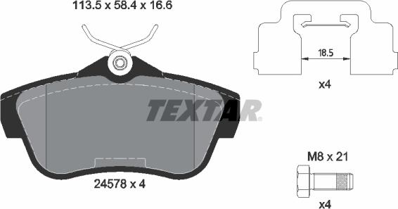 Textar 2457801 - Kit de plaquettes de frein, frein à disque cwaw.fr