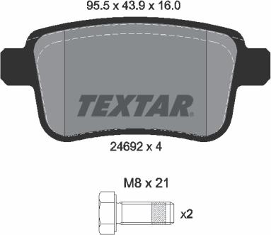 Textar 2469204 - Kit de plaquettes de frein, frein à disque cwaw.fr