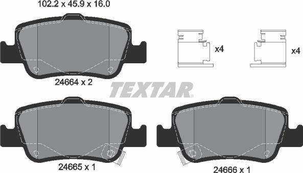 Textar 2466401 - Kit de plaquettes de frein, frein à disque cwaw.fr