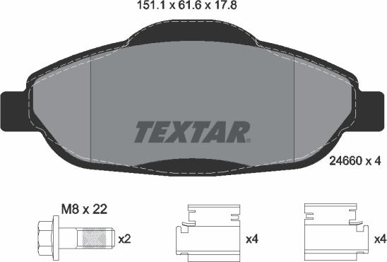 Textar 2466001 - Kit de plaquettes de frein, frein à disque cwaw.fr