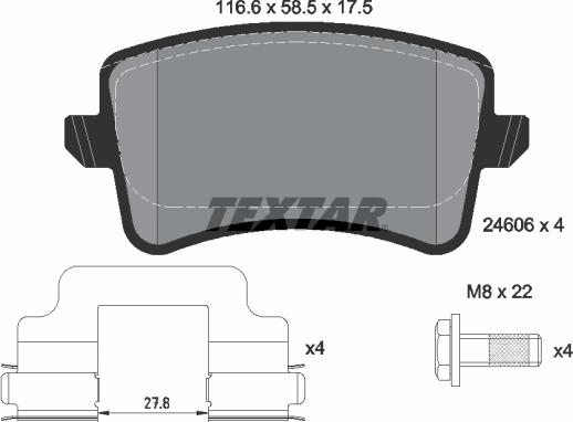 Textar 2460601 - Kit de plaquettes de frein, frein à disque cwaw.fr