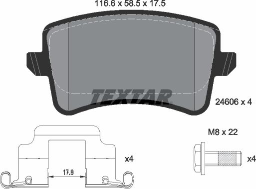 Textar 2460602 - Kit de plaquettes de frein, frein à disque cwaw.fr