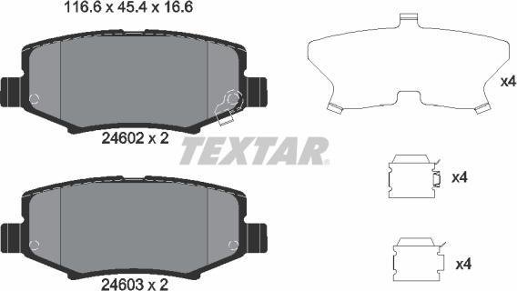 Textar 2460201 - Kit de plaquettes de frein, frein à disque cwaw.fr