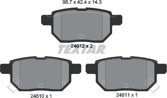 Textar 2461004 - Kit de plaquettes de frein, frein à disque cwaw.fr