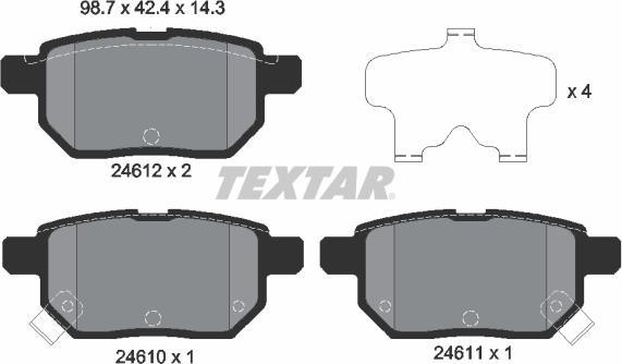 Textar 2461001 - Kit de plaquettes de frein, frein à disque cwaw.fr