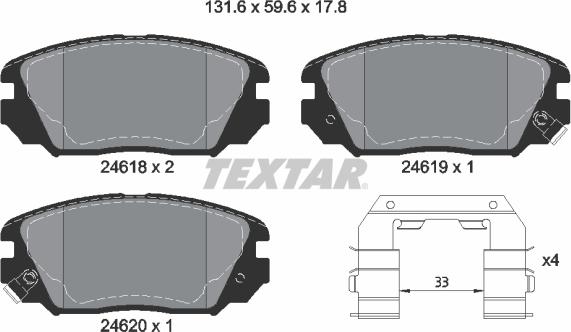 Textar 2461801 - Kit de plaquettes de frein, frein à disque cwaw.fr