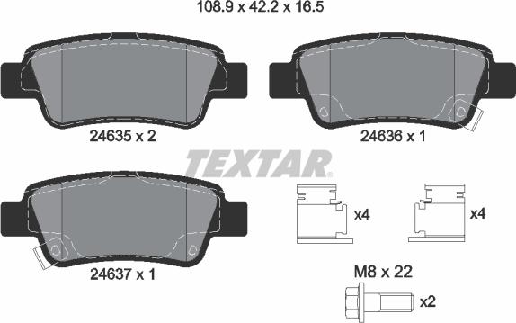 Textar 2463501 - Kit de plaquettes de frein, frein à disque cwaw.fr