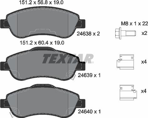 Textar 2463801 - Kit de plaquettes de frein, frein à disque cwaw.fr