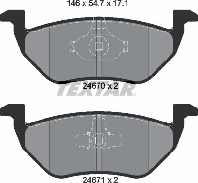 Textar 2467001 - Kit de plaquettes de frein, frein à disque cwaw.fr